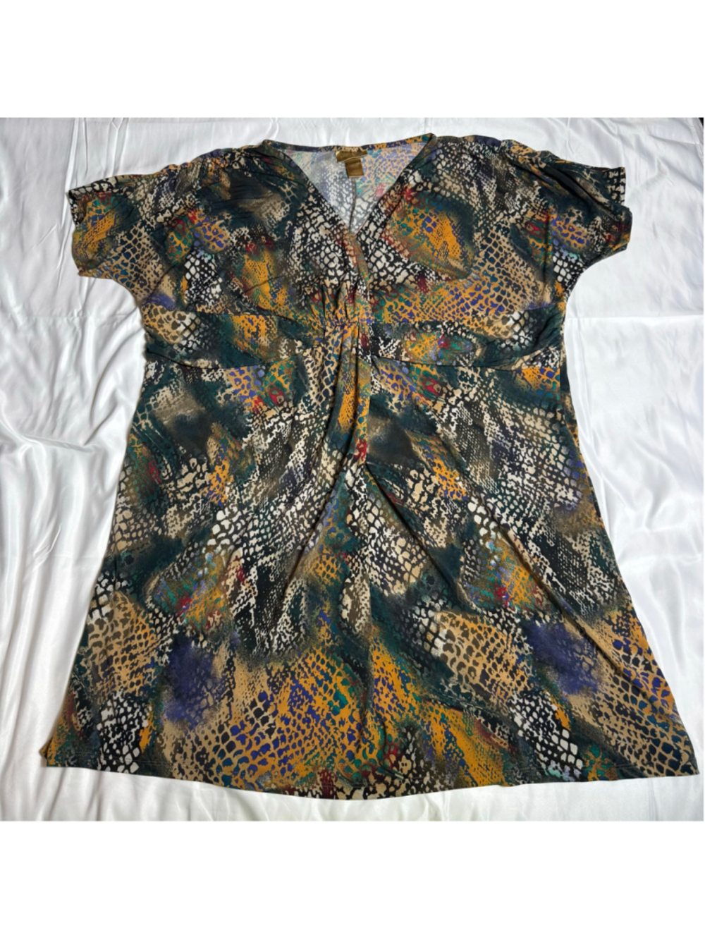 Women's Miss Tina by Tina Knowles Midi Dress 3X Multi-color Animal Print